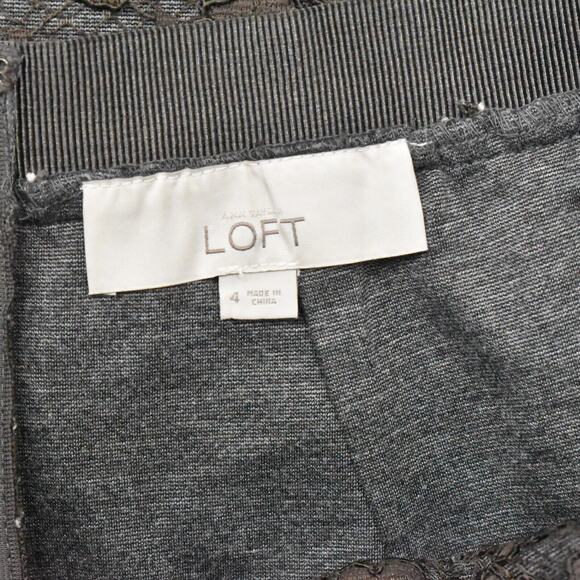 Loft Women's Size 4 Straight & Pencil Skirt Brown Nylon Zip Floral - Picture 7 of 8